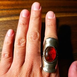 Sterling Silver Amber Ring